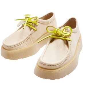 ZARA X CLARKS NWT Off White Leather Lace Up Wallabee in Sz 37